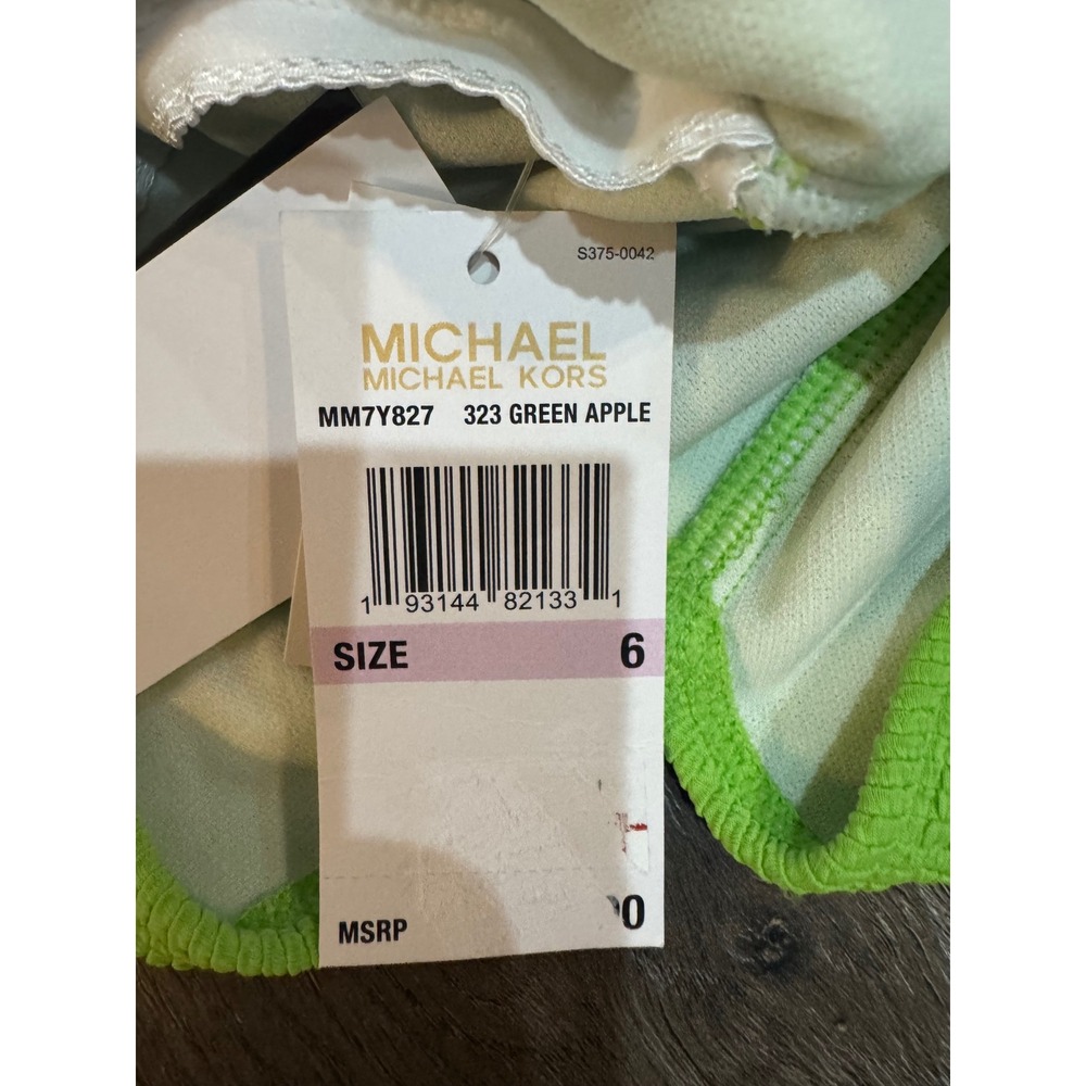 Michael Kors One Shoulder Cutout Swimsuit Green Apple Size 6 NWT - Picture 6 of 8